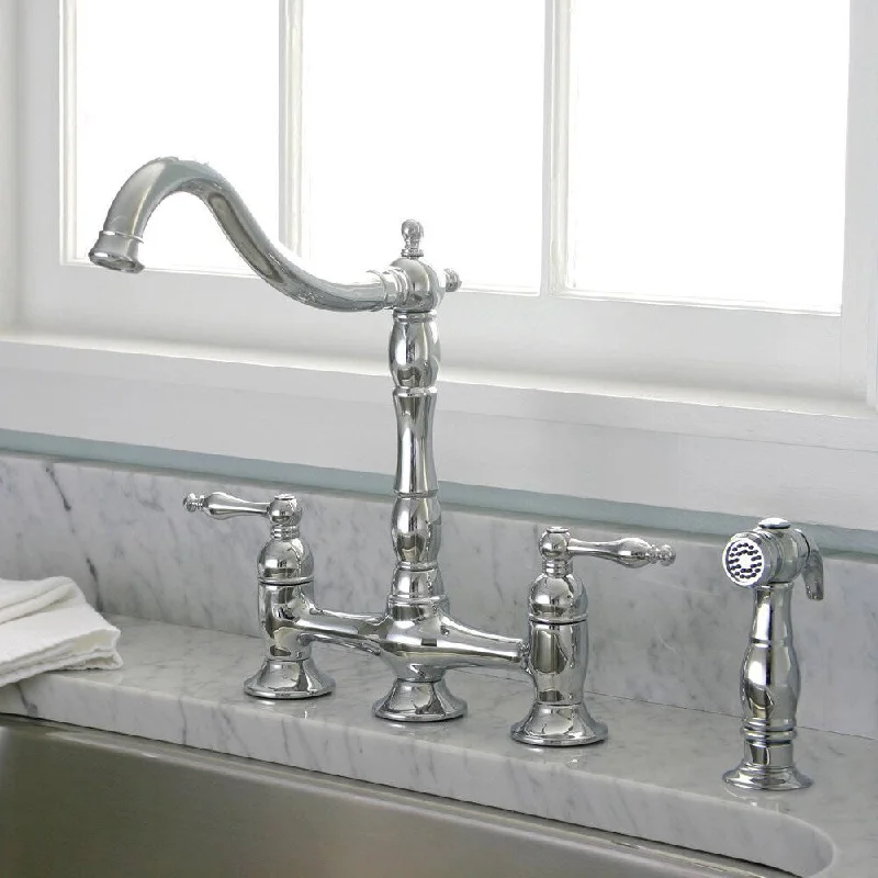 Charelstown Bridge-Style 2-Handle Chrome Kitchen Faucet