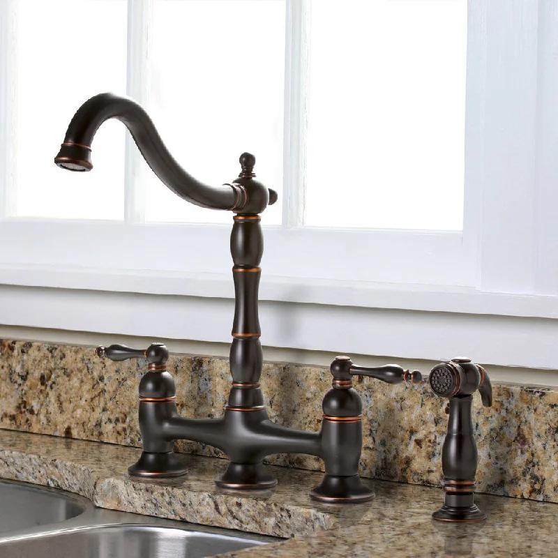 Charelstown Bridge-style 2-handle Oil Rubbed Bronze Kitchen Faucet