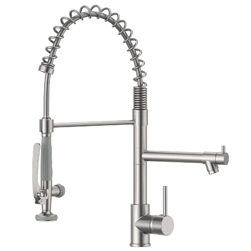 Commercial Pull Down Kitchen Sink Faucet with Sprayer Brushed Nickel