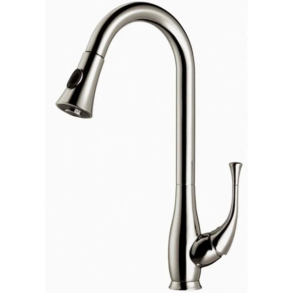 Dawn Brushed Nickel Single Lever Kitchen Faucet with Push Button Pull Out Spray