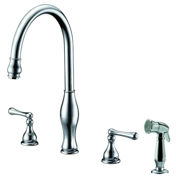 Dawn Chrome 3-hole 2-handle Widespread Kitchen Faucet with Side Spray