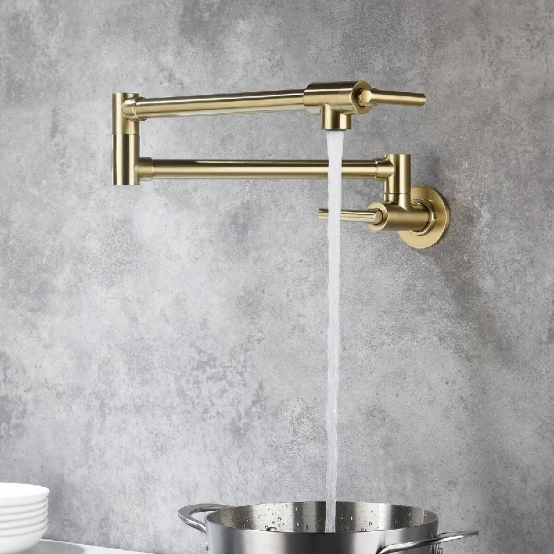 Dornberg Modern Wall Mount Pot Filler with 2 Handle Kitchen Faucet