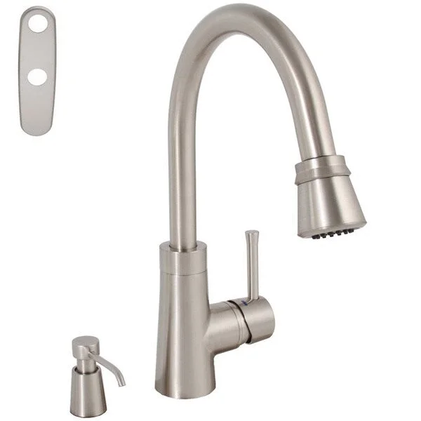 Essen Single-handle Brushed Nickel Pull-down Kitchen Faucet with Soap Dispenser