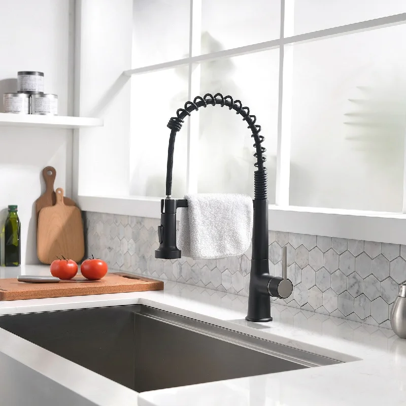 Faucet for Kitchen Sink,Black Kitchen Faucet with Pull Down Sprayer,Modern Commercial Spring Pull-Out Kitchen Sink Faucet