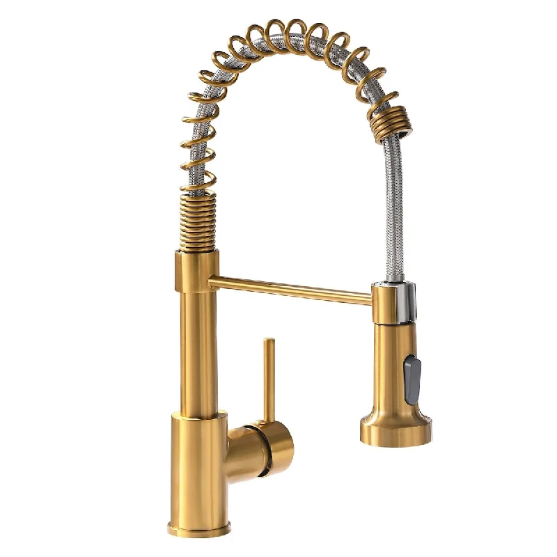 Gold Kitchen Faucet with Sprayer,Modern Single Handle High-Arc Pull Out Kitchen Sink Faucet with Pull Down Sprayer