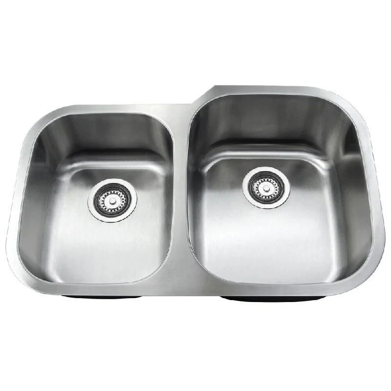 Golden Vantage 31-Inch Double Bowl 0S-GVVU3120A2R9 Stainless Steel Undermount Kitchen Sink - Silver