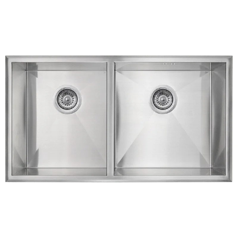 Golden Vantage Stainless Steel 32-Inch Double Bowl Undermount Kitchen Sink - Silver