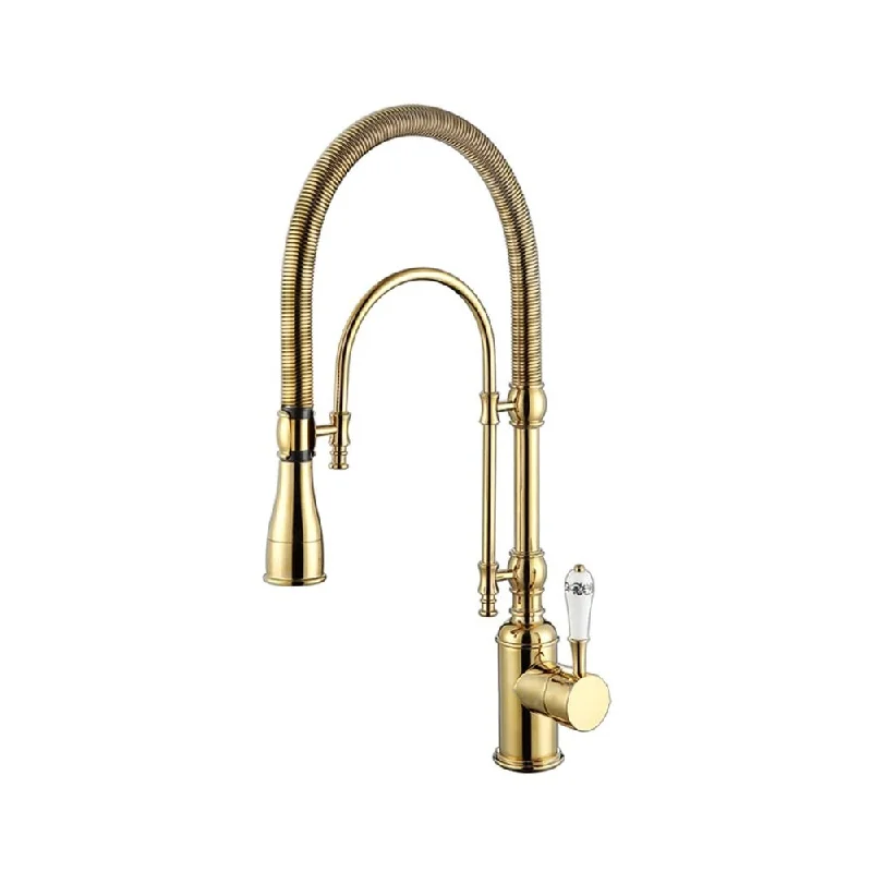 Kitchen Faucet with Pull Down Sprayer Gold Kitchen Sink Faucet Commercial High Arc Dual-Mode Kitchen Faucets