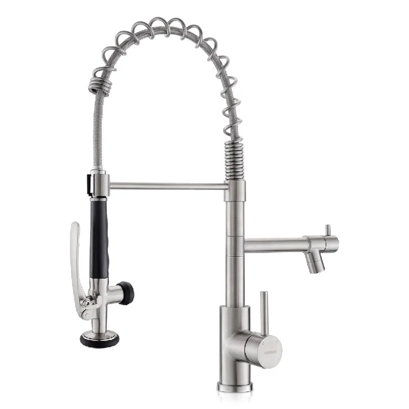 Kitchen Faucet with Pull Down Sprayer, Sink Faucet with Pot Filler Single Handle Commercial High Arc Stainless Steel Faucet