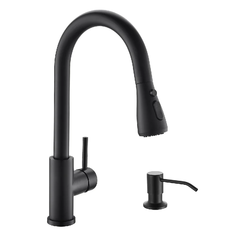 Kitchen Sink Faucet with Soap Dispenser, 3 Modes Kitchen Faucet with Pull Down Sprayer, Single Handle Faucets with Water Lines