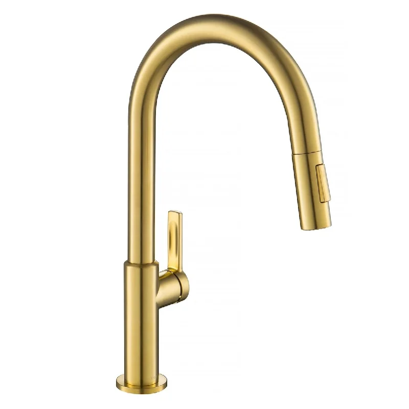 KPF-2820BB Oletto Single Handle Pull-Down Kitchen Faucet, 17 Inch, Brushed Brass