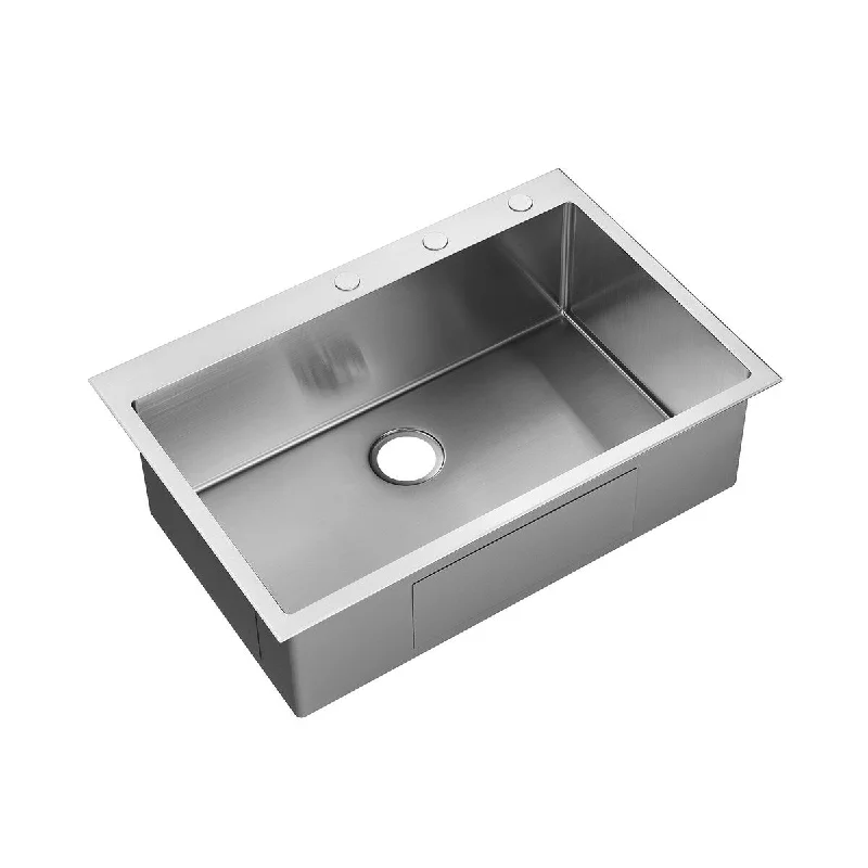 Leaf Single-bowl Stainless Steel Drop-in Kitchen Sink - 33x22