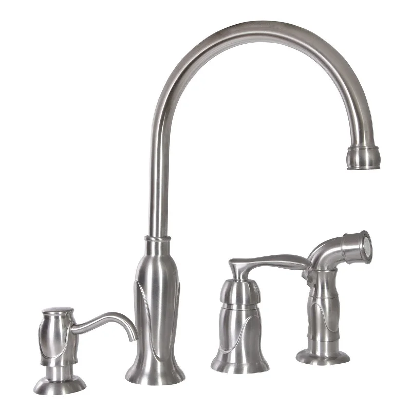 Madison Kitchen Faucet with Side Sprayer and Soap Dispenser in Satin Nickel