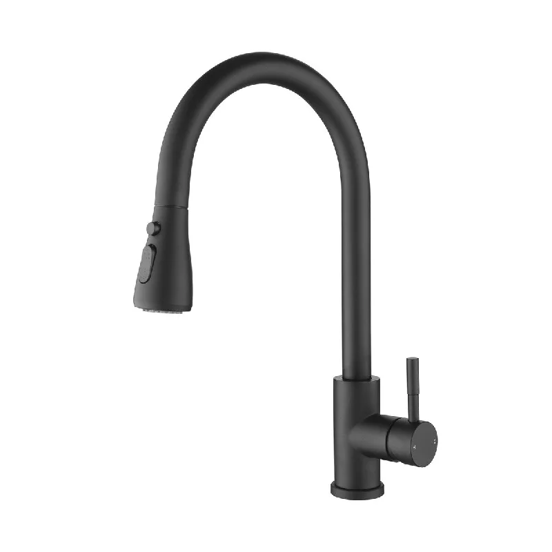 Matte Black Metal Pull Out Single Handle Kitchen Faucet