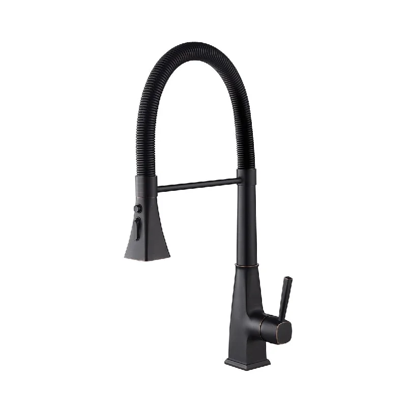 Matte Black Stainless Steel Kitchen Faucet, with Pull-Down Conical Spout 360 Degree Rotation and Adjust the Water Flow Switch