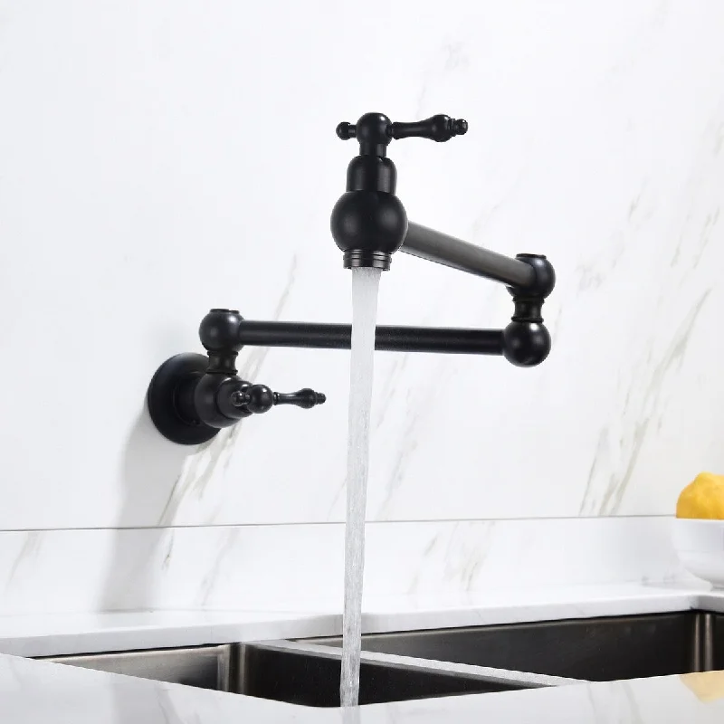 Matte Black Wall Mount Pot Filler Kitchen Faucet