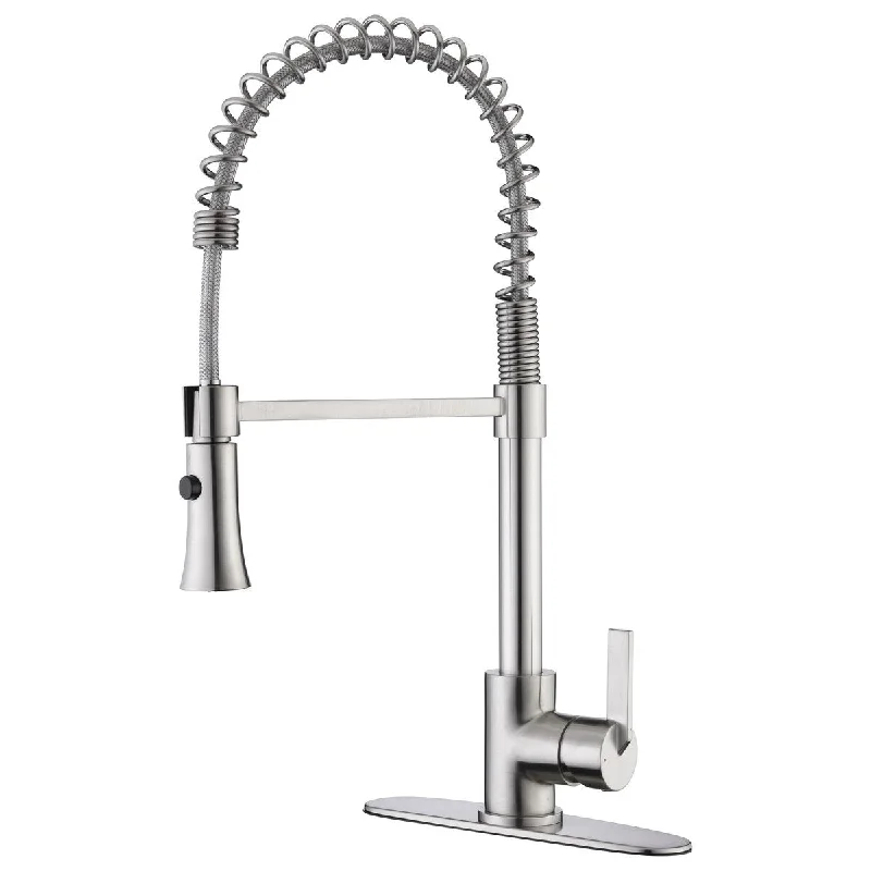 Modern European Brushed Nickel Residential Spring Kitchen Faucet