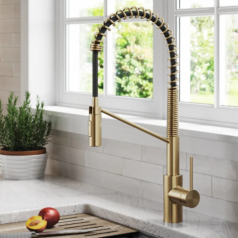 Oletto Commercial Style Pull-Down Single Handle Kitchen Faucet with QuickDock Top Mount Installation Assembly