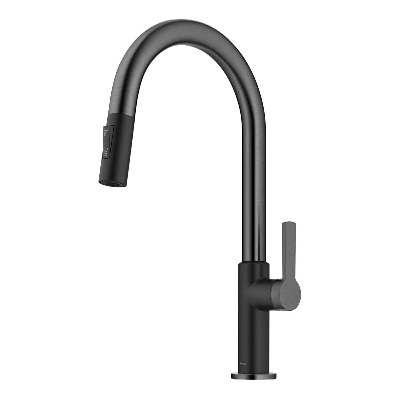 Oletto Single Handle Pull-Down Kitchen Faucet in Matte Black/Spot Free Black Stainless Steel, KPF-2820MBSFSB, 17 Inch