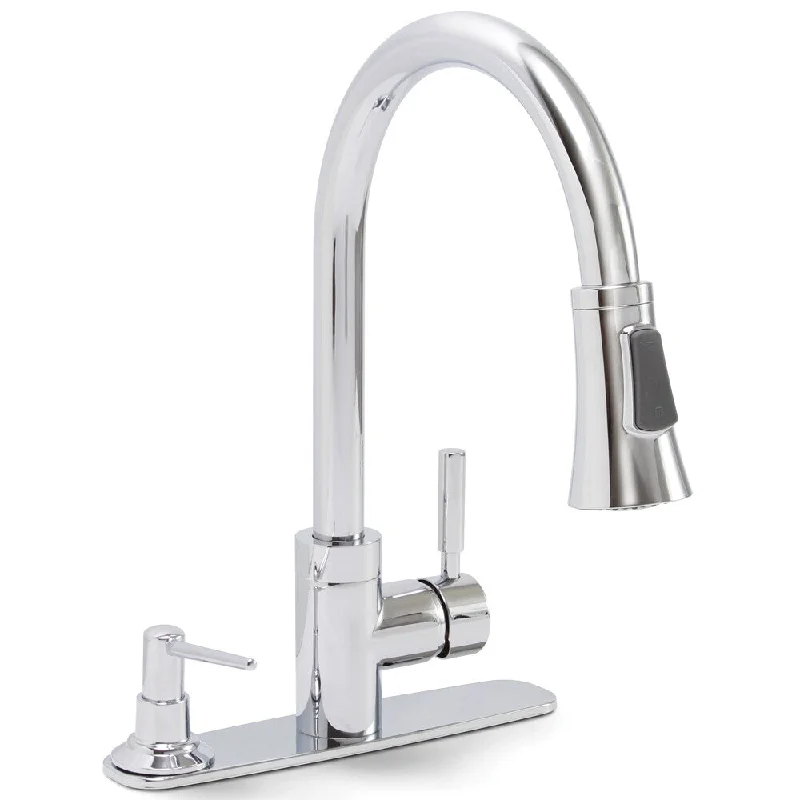 Premier Essen Lead-free Single-handle Pull-down Chrome Kitchen Faucet with Soap Dispenser