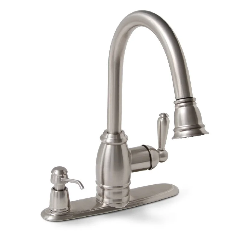 Premier Sonoma Single Handle Pull-Down Brushed Nickel Kitchen Faucet with Matching Soap Dispenser