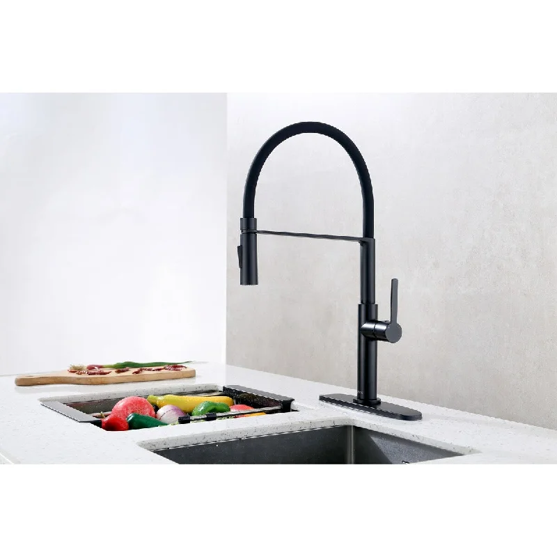 Pull Down Single Handle Kitchen Faucet,With silicone soft spring, wear-resistant and fade-resistant