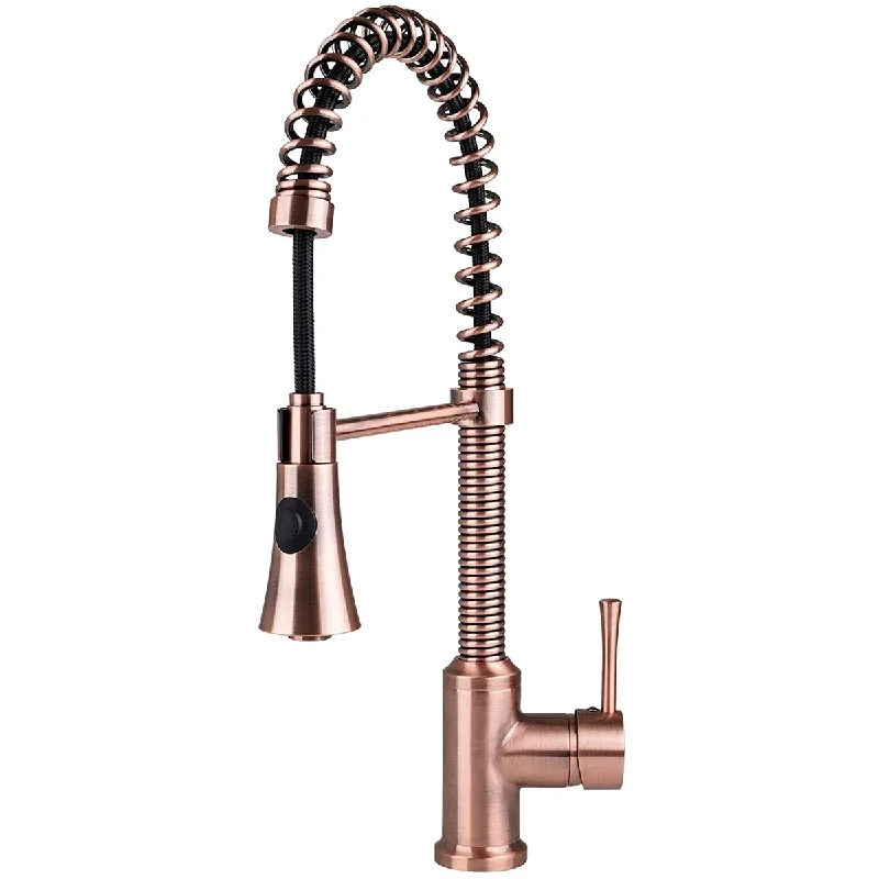 Residential 1-Hole Spring Pull Down Kitchen Faucet Antique Copper