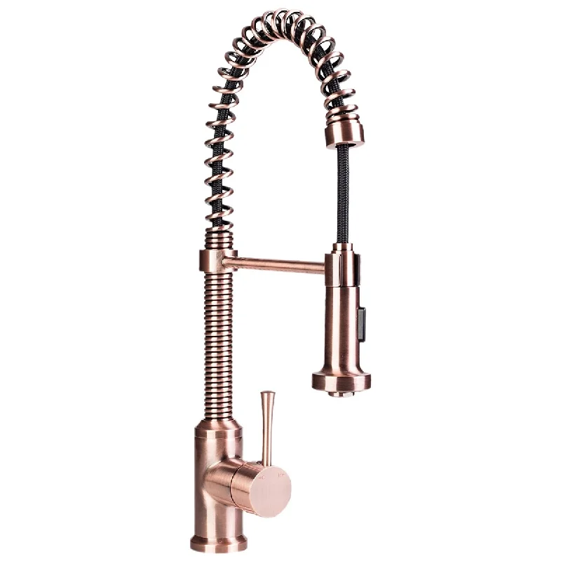 Residential 1-Hole Spring Pull-Down Kitchen Faucet in Antique Copper