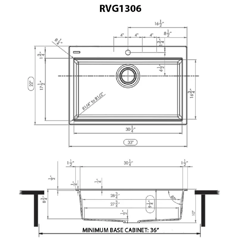 Ruvati 33-inch Granite Composite Workstation Drop-in Topmount Kitchen Sink Urban Gray - RVG1306UG