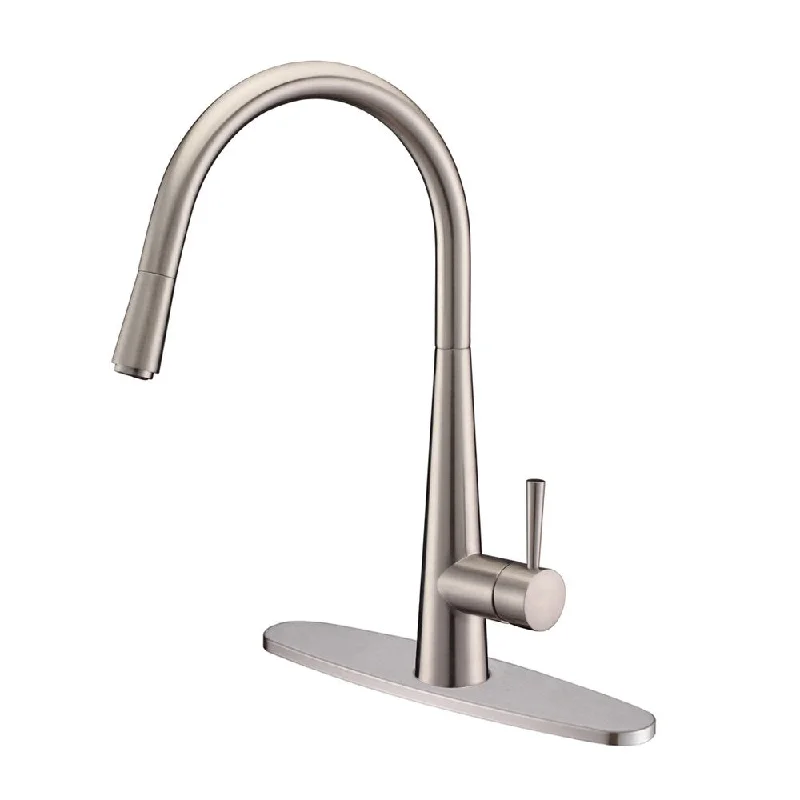 Ruvati RVF1221B1BN Pull-Down Stainless Steel Kitchen Faucet with Deck Plate