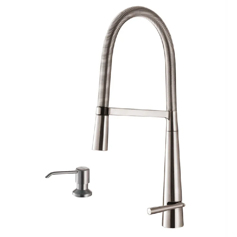 Ruvati RVF1225K1BN Brushed Nickel Pullout Spray Kitchen Faucet with Soap Dispenser