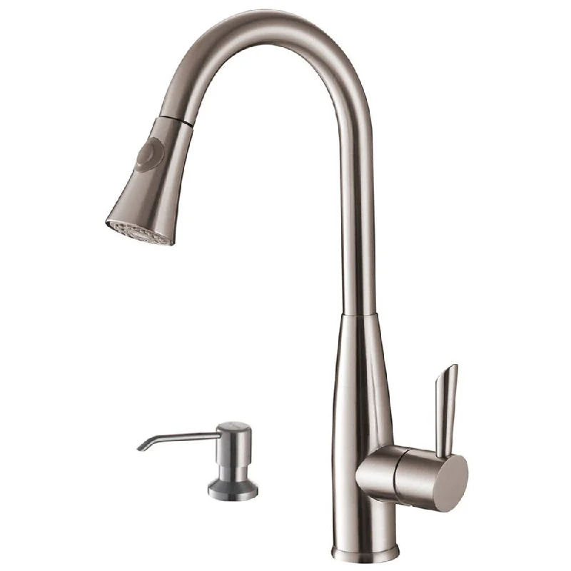 Ruvati Stainless Steel Pullout Spray Kitchen Faucet with Soap Dispenser