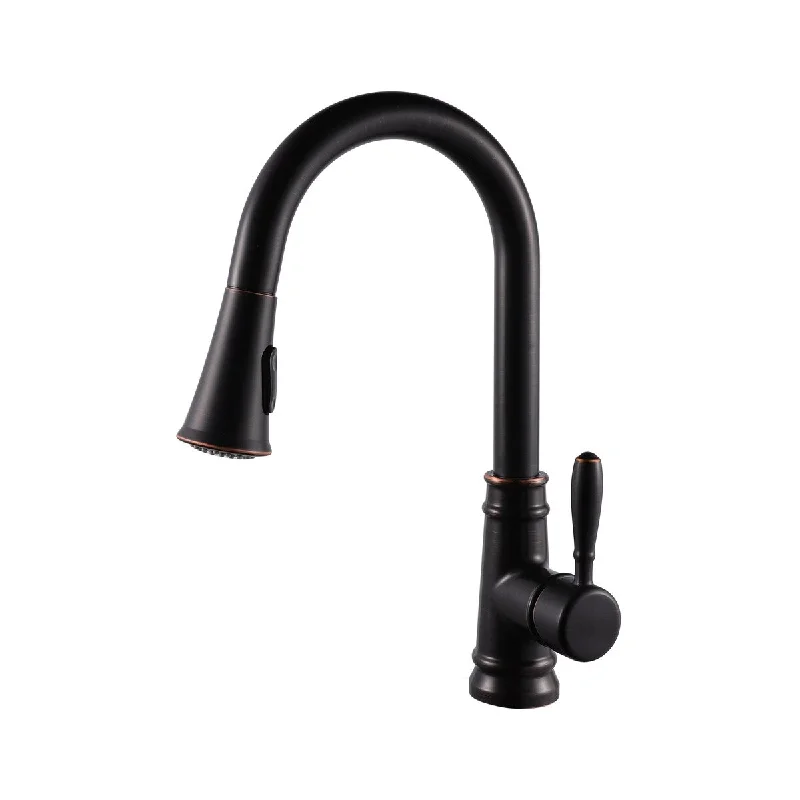 Single Handle High Arc Kitchen Faucet Ceramic Disk Cartridge (Overall height of 14.7 inch, Oil Rubbed Bronze)