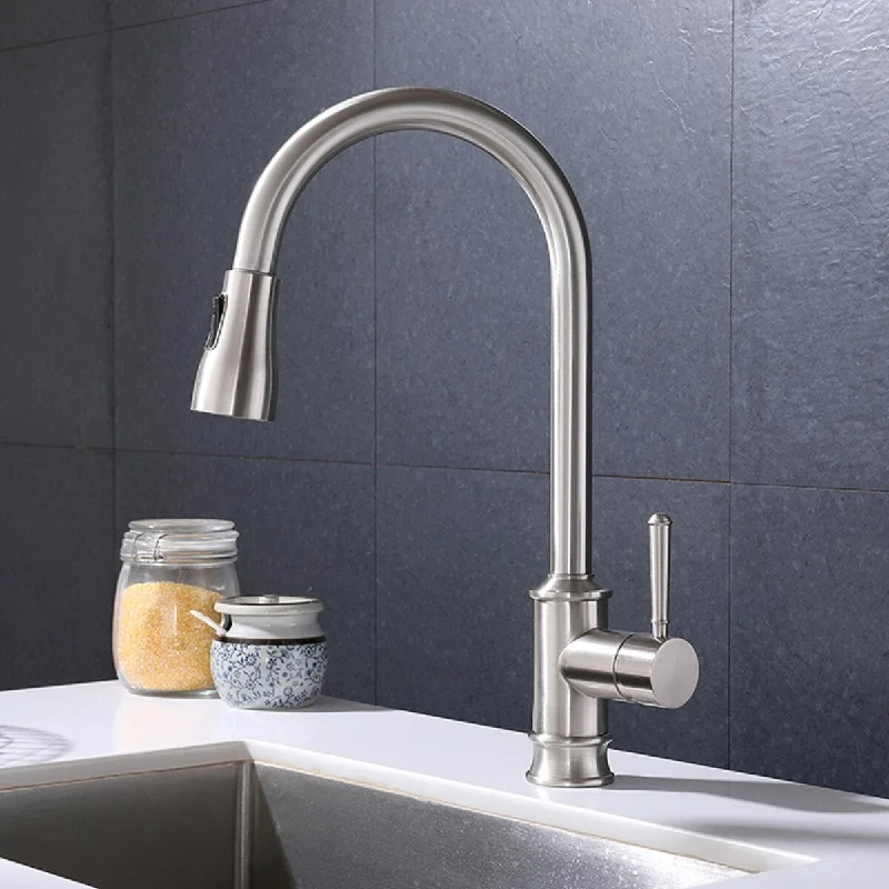 Single Handle High Arc Pull out Kitchen Faucet