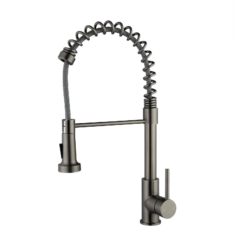 Single Handle High arc pull out kitchen faucet, Gun Metal finish - 19.2" x 2" x 8.5" - 19.2" x 2" x 8.5"