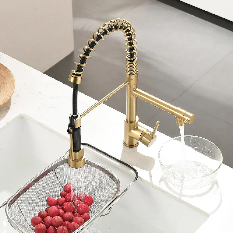 Single Handle High Arc Pull Out Sprayer Kitchen Faucet - 4'' x 9.5''