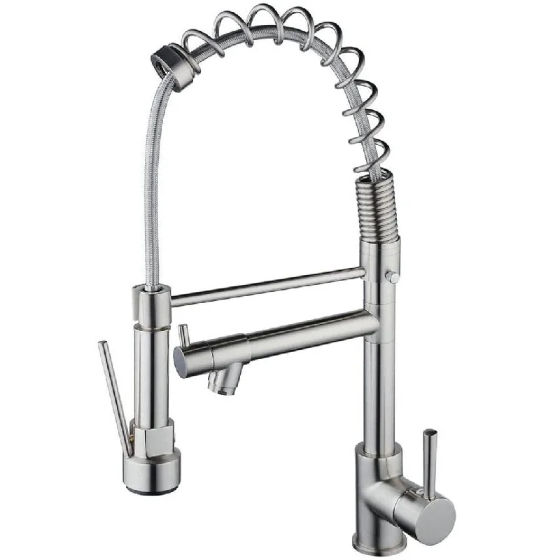 Single Handle Pull-down Kitchen Faucet with Deck Plate Brushed Nickel