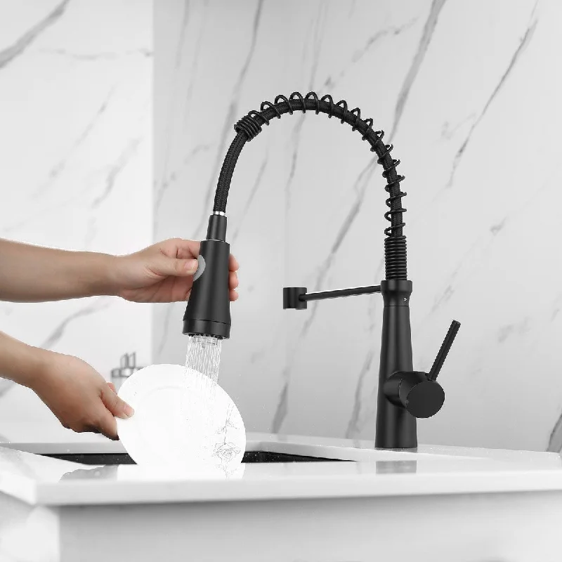 Single Handle Single Hole LED Deck Mount Standard Kitchen Faucet in Black - 3.8'' x 8.5''