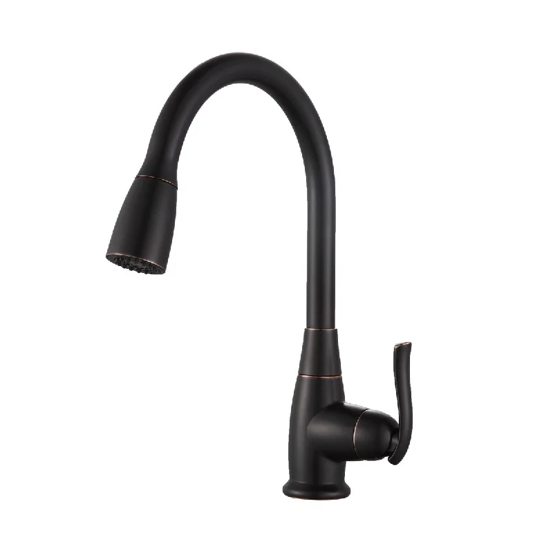 Single-Handle Stainless Steel High Arch Kitchen Faucet with Pull Down Dual-Function Sprayer in Oil Rubbed Bronze