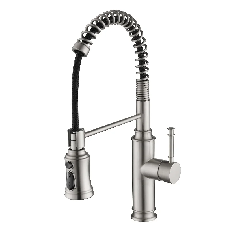 SUMERAIN Modern Spring PullDown Brushed Nickel Kitchen Faucet