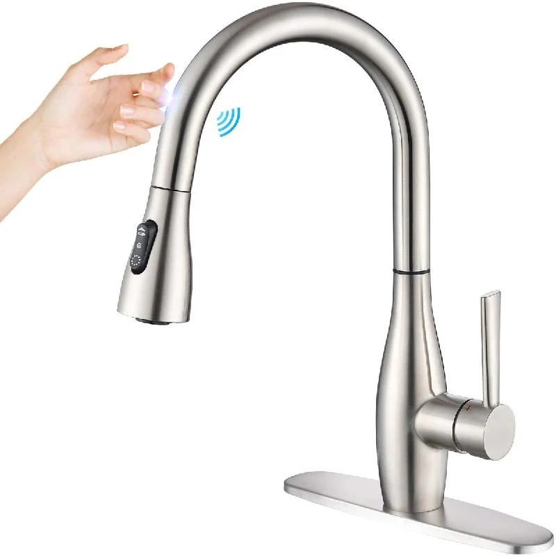 Touch Kitchen Faucet with Pull Out Sprayer, Touch-on Activated Kitchen Sink Faucet Single Handle RV Uitility Laundry Faucet