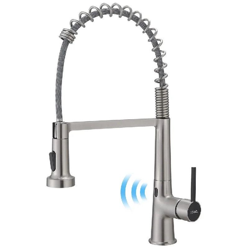 Touchless Kitchen Faucet with Pull Down Sprayer, High Arc Spring Stainless Steel Single Handle Sensor Smart Kitchen Sink Faucet