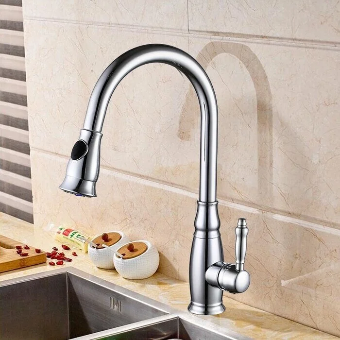 Vanity Art Pull Out Kitchen Faucet, Chrome