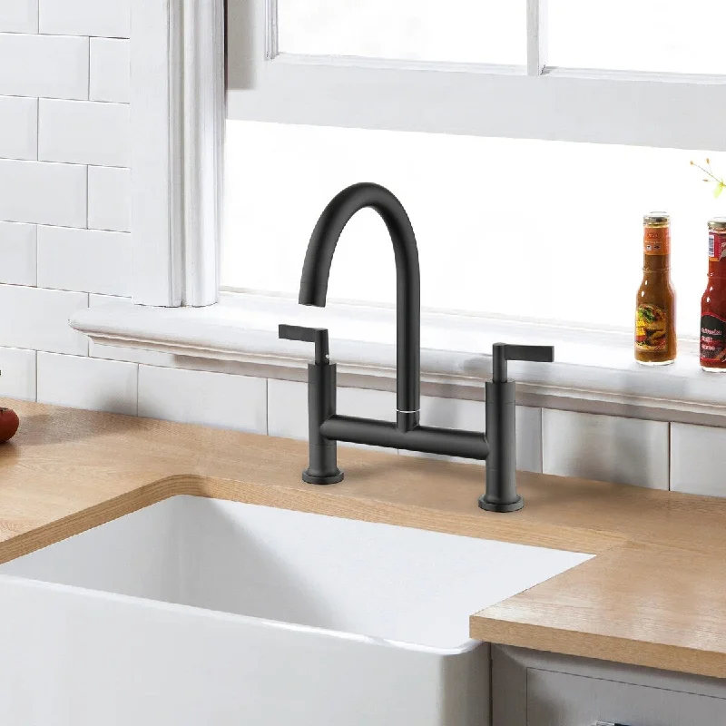 Vanityfair Double Handles Bridge Kitchen Faucet