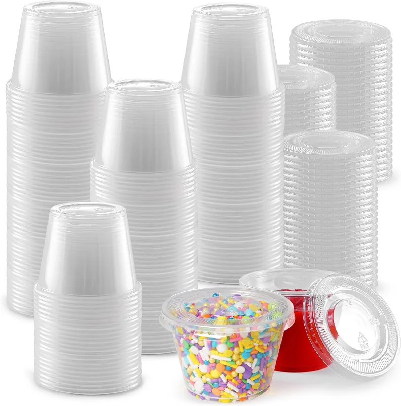 200 Cups Clear Jello Shot Cups with Lids 3.25oz