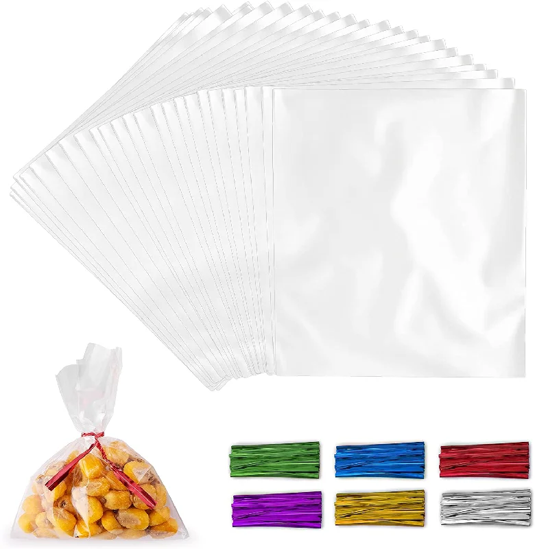 200 Pack Thick Plastic Candy Bags With Ties For Goodie Bags (3x4)