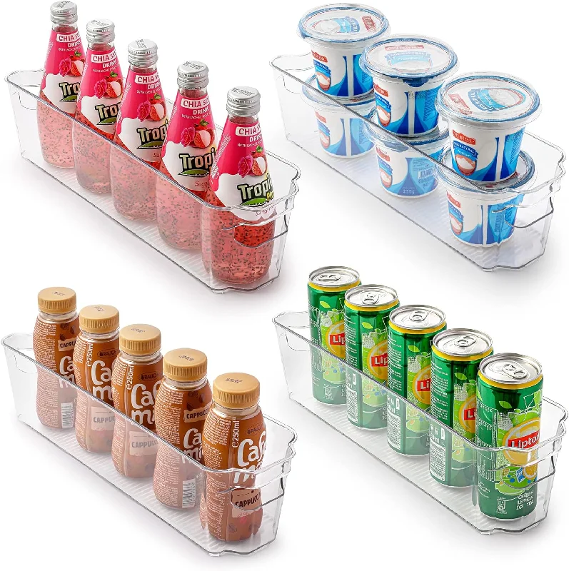 4 Pack Clear Refrigerator Organizer Bins - Narrow