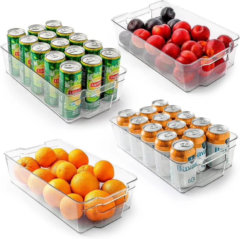 4 Pack Clear Refrigerator Organizer Bins - XLarge