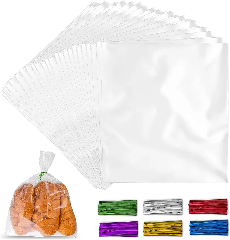 8x10 Candy Treat Cellophane Bags with Ties For Goodie Bags (200 Pack)