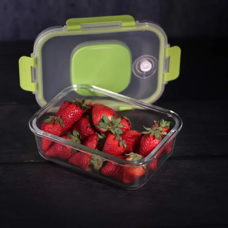 Borosilicate Glass Rectangle Container with Vacuum Pump Lid | 1L